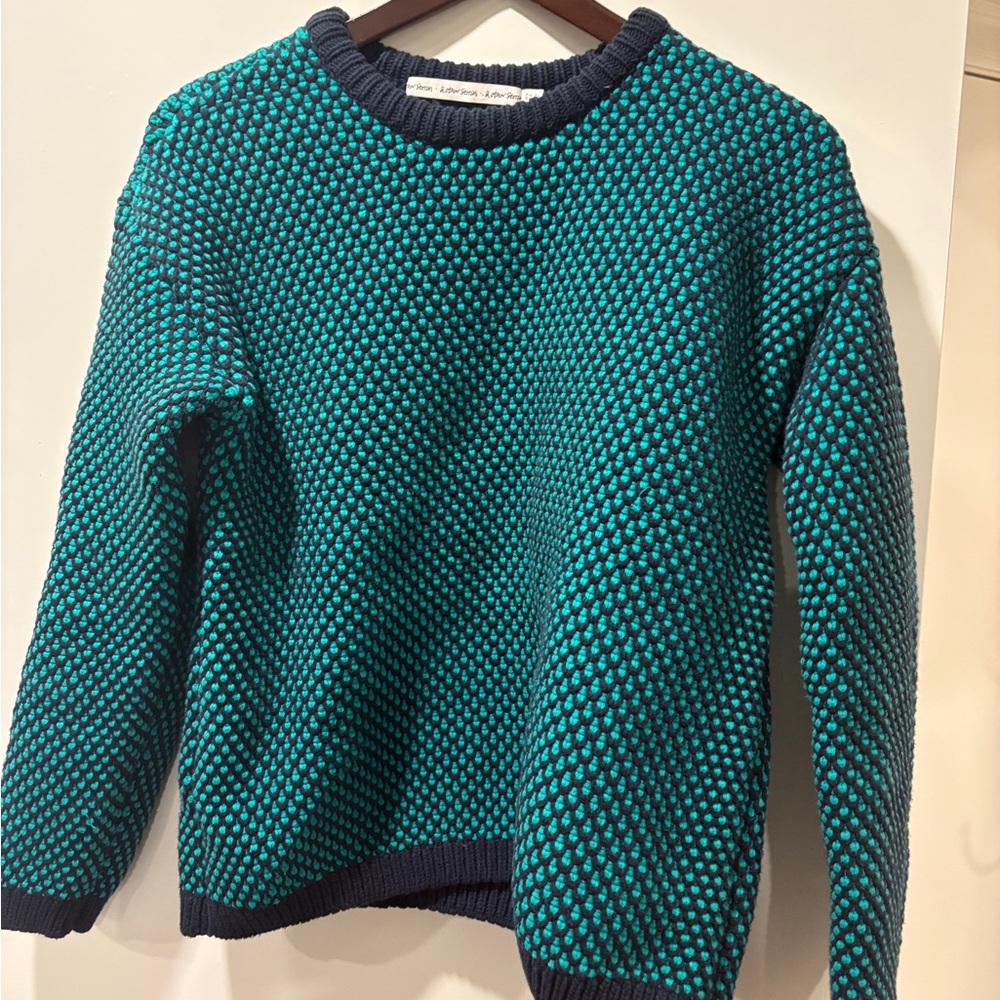 & Other Stories Teal and Dark Blue Crewneck Sweater